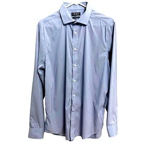 LAUREN RALPH LAUREN SLIM FIT PERFORMANCE STRETCH BLUE BUTTON DOWN SHIRT LARGE